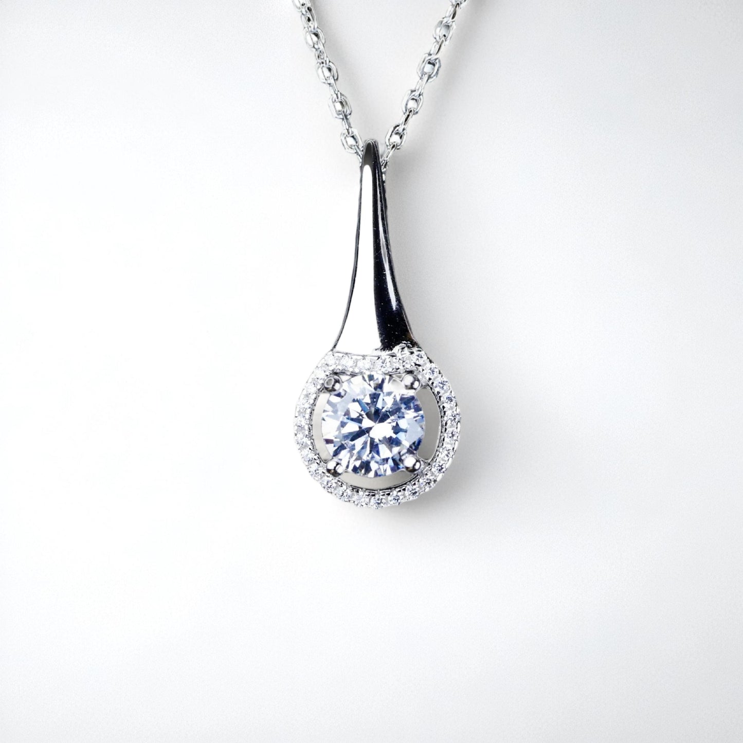 Diamond necklace on a white background