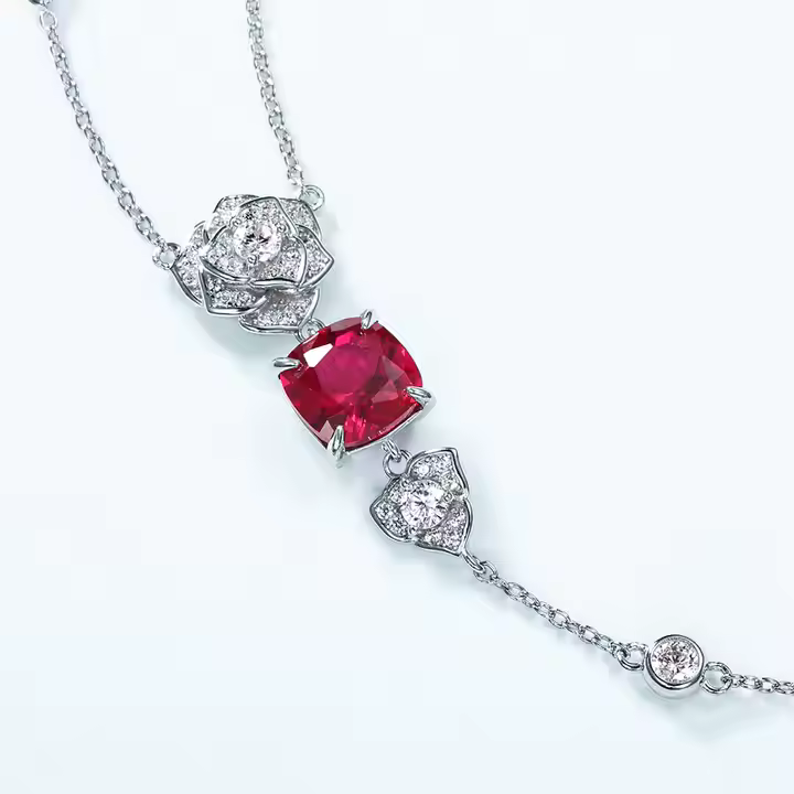 Regal Ruby Rose Necklace