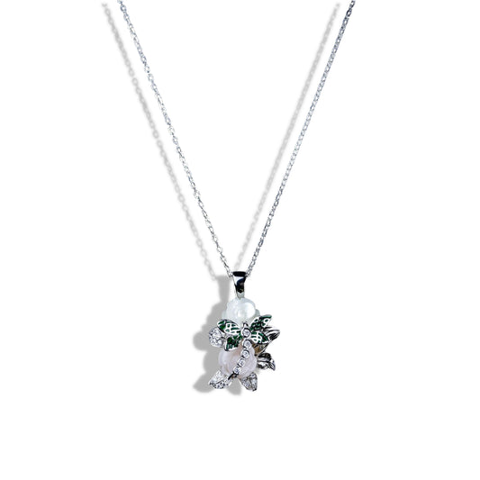 Necklace with a floral pendant on a white background