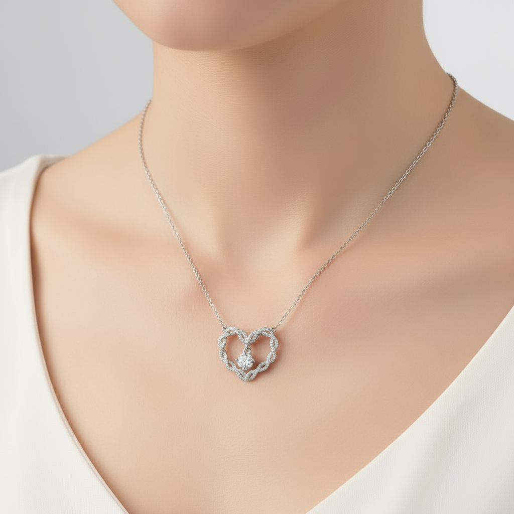Celestial Weave Heart Necklace
