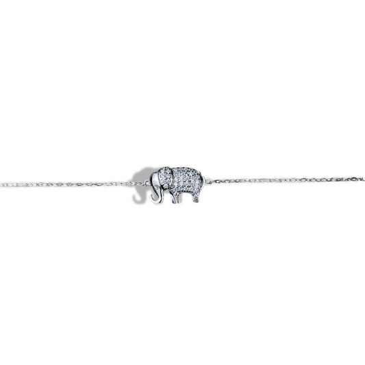 Silver elephant bracelet on a white background